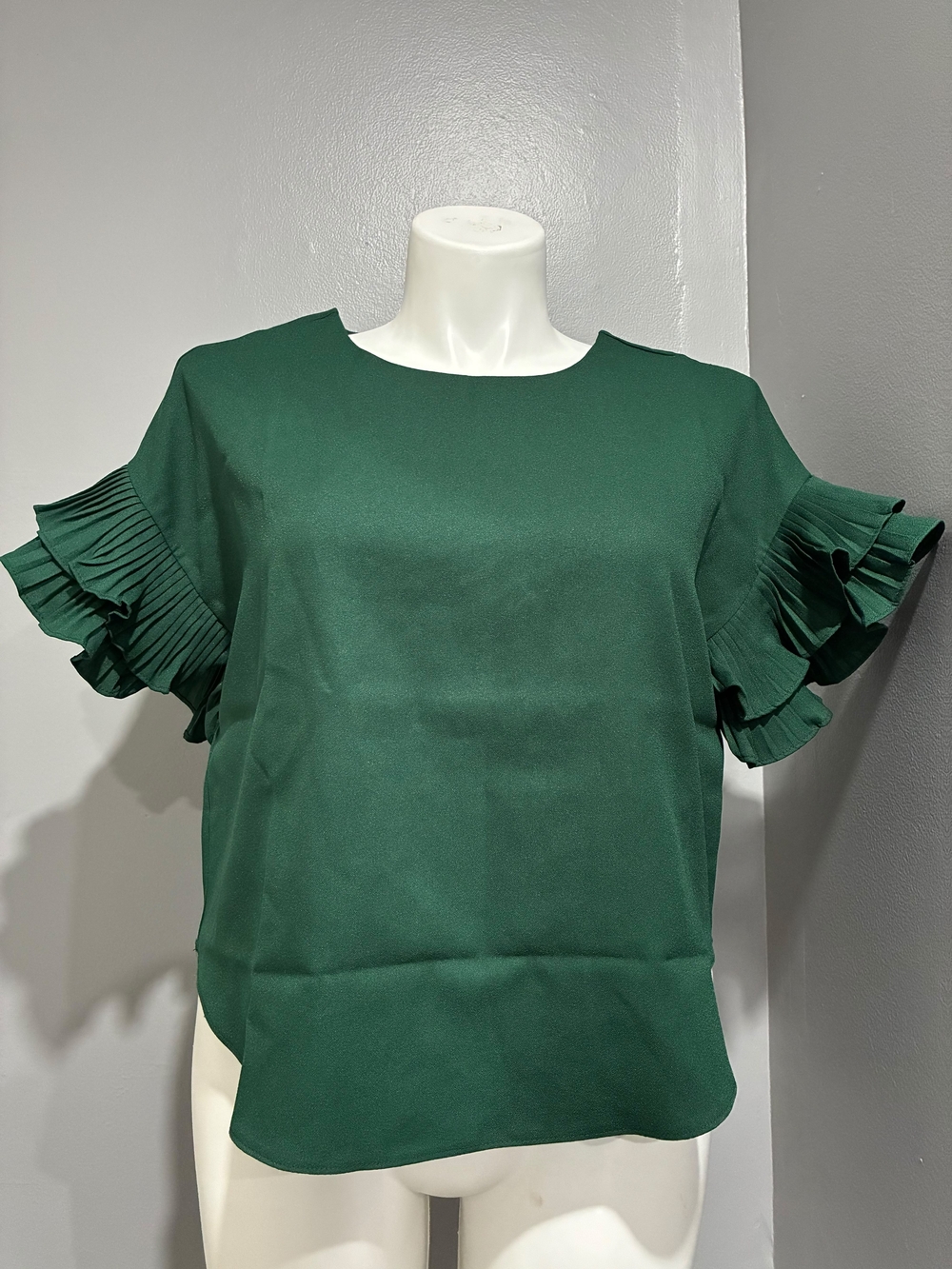 Haute Monde Emerald Green Ruffle Sleeve Blouse